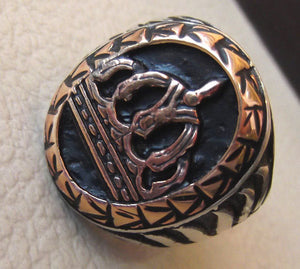 vintage style king royal crown men ring heavy sterling silver 925 and bronze handmade all sizes jewelry