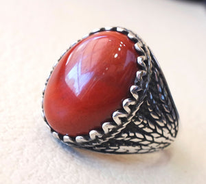pure red jasper wheat man ring stone natural aqeeq gem sterling silver 925 ring  oval semi precious cabochon jewelry fast shipping all sizes