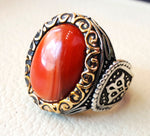 striped agate aqeeq ring sterling silver 925 ring any size antique middle eastern style carnelian semi precious natural cabochon عقيق