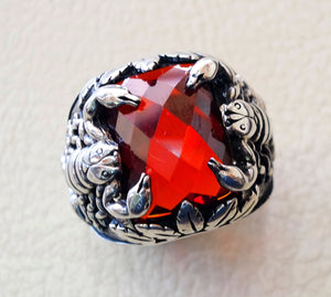 huge scorpion sterling silver 925 huge ring any size rectangular red ruby imitation middle eastern vintage handmade jewelry