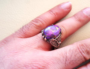 men ring natural semi precious purple mohave copper turquoise eagle design all sizes high quality cabochon man jewelry fast shipping