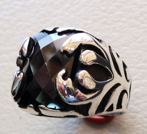 Ottoman sterling silver 925 huge ring any size rectangular black onyx agate semi precious middle eastern vintage handmade jewelry all sizes