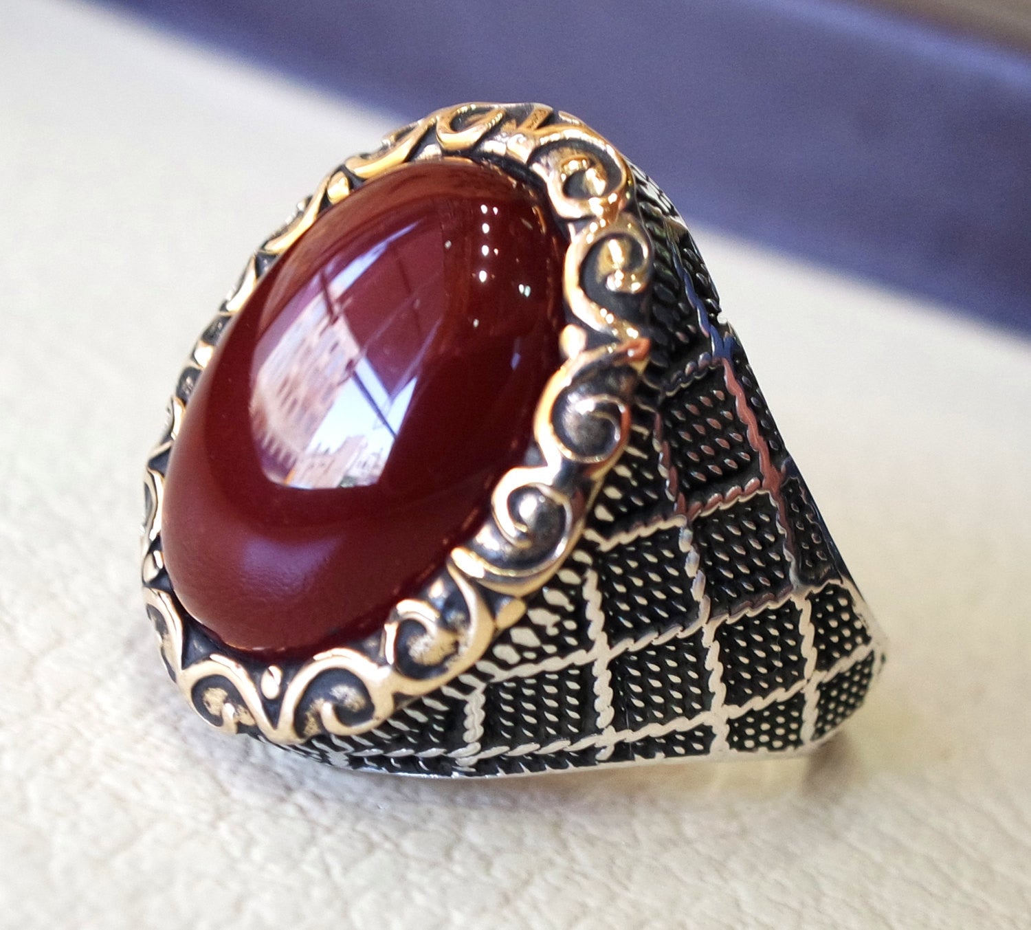 Laal Yamni Aqeeq Ring | Real Stone online available | Al Qasim Jewellers