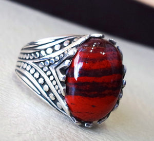 snake skin jasper stone natural gem sterling silver 925 ring red and black oval semi precious cabochon man ring turkey jewelry fast shipping