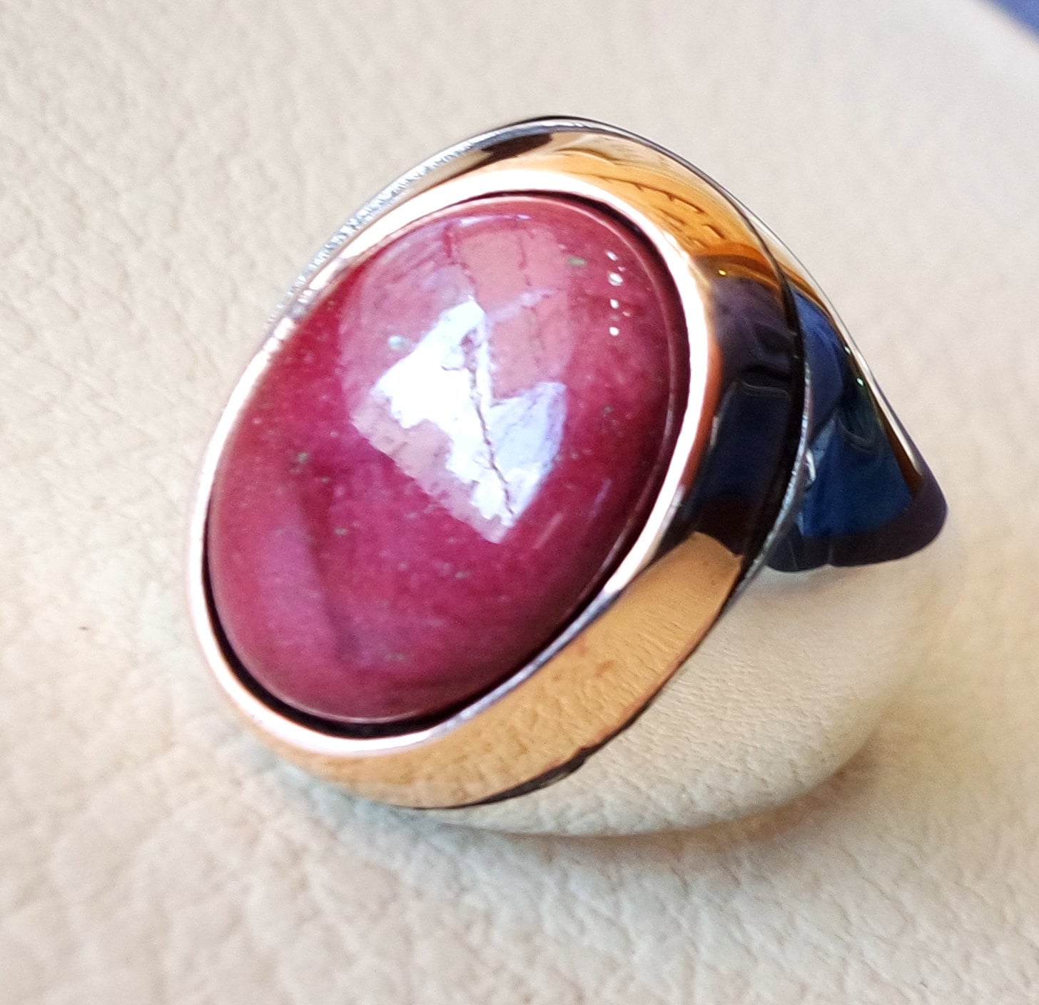 red rose mookaite jasper aqeeq natural stone sterling silver 925 men ring vintage arabic turkish style all sizes on bronze fast shipping