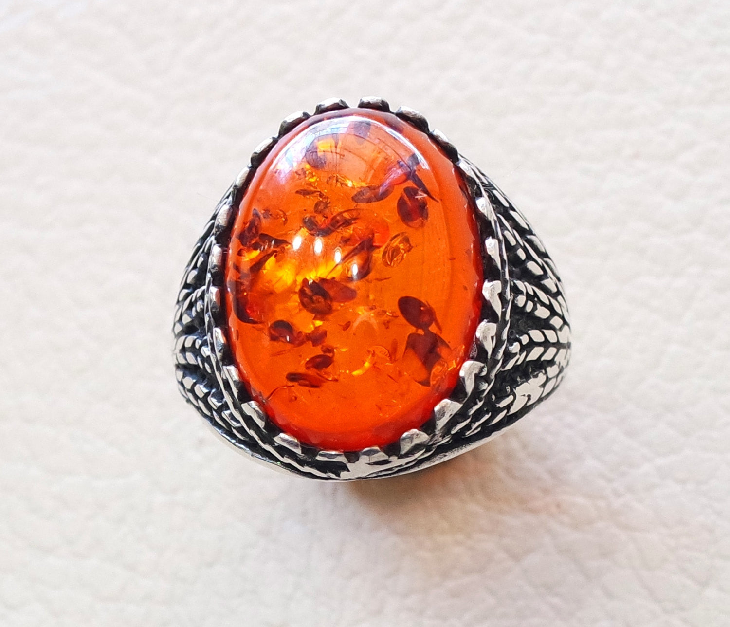 Baltic amber oval stone huge two tone man ring sterling silver 925 antique jewelry sizes fast shipping imitation stone identical to genuine