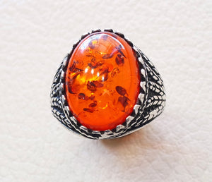 Baltic amber oval stone huge two tone man ring sterling silver 925 antique jewelry sizes fast shipping imitation stone identical to genuine