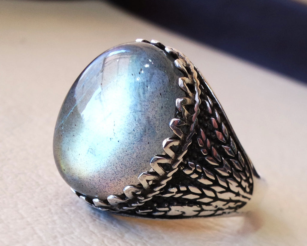 Flashy color Labradorite natural pure high quality stone semi precious stone man ring sterling silver 925  any sizes jewelry fast shipping