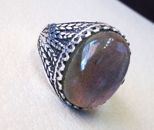 Flashy color Labradorite natural pure high quality stone semi precious stone man ring sterling silver 925  any sizes jewelry fast shipping