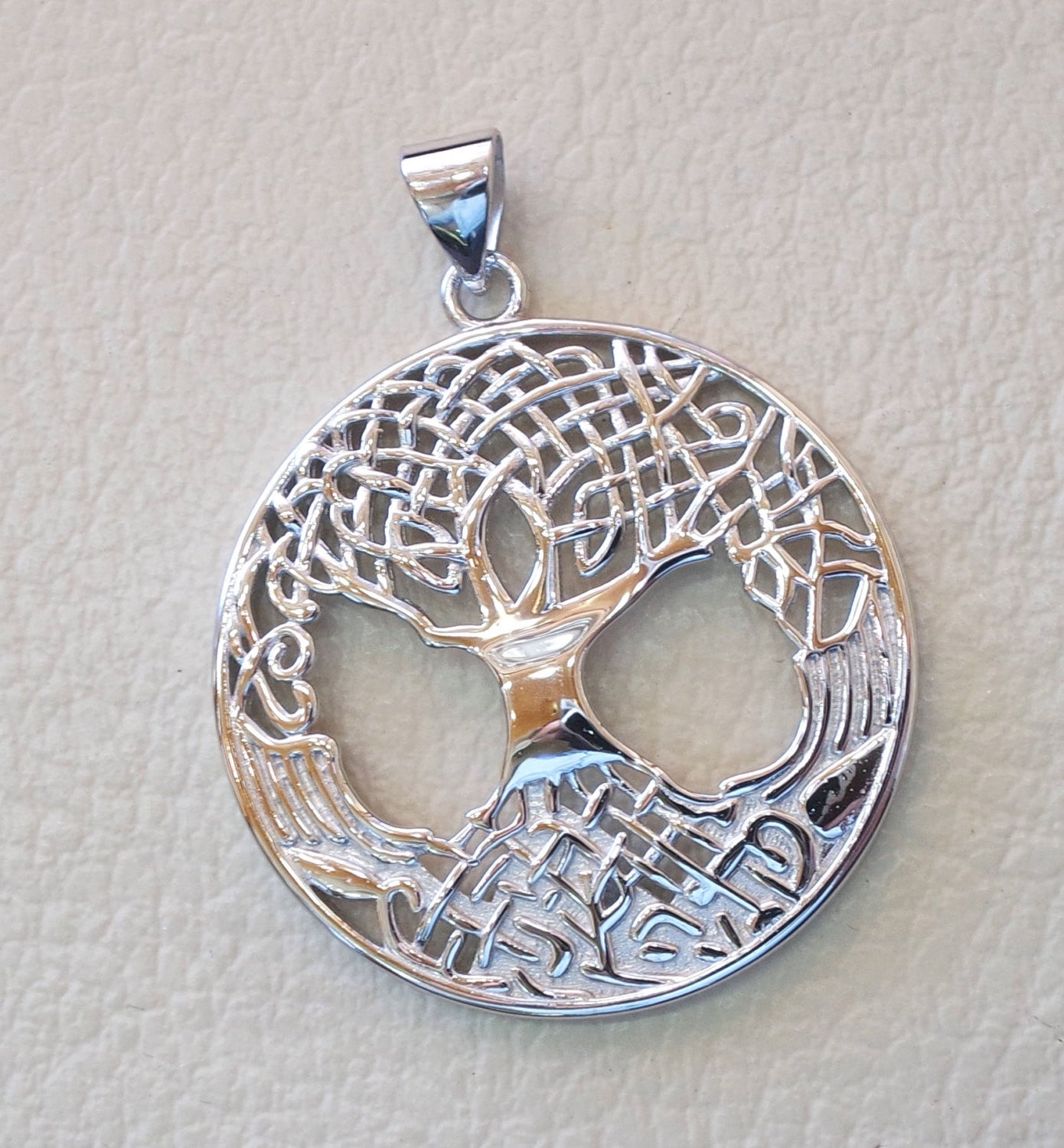 Tree of life sterling silver big round pendant 925 k high quality  jewelry free shipping Chakra Kabbalah symbol of  wisdom handmade