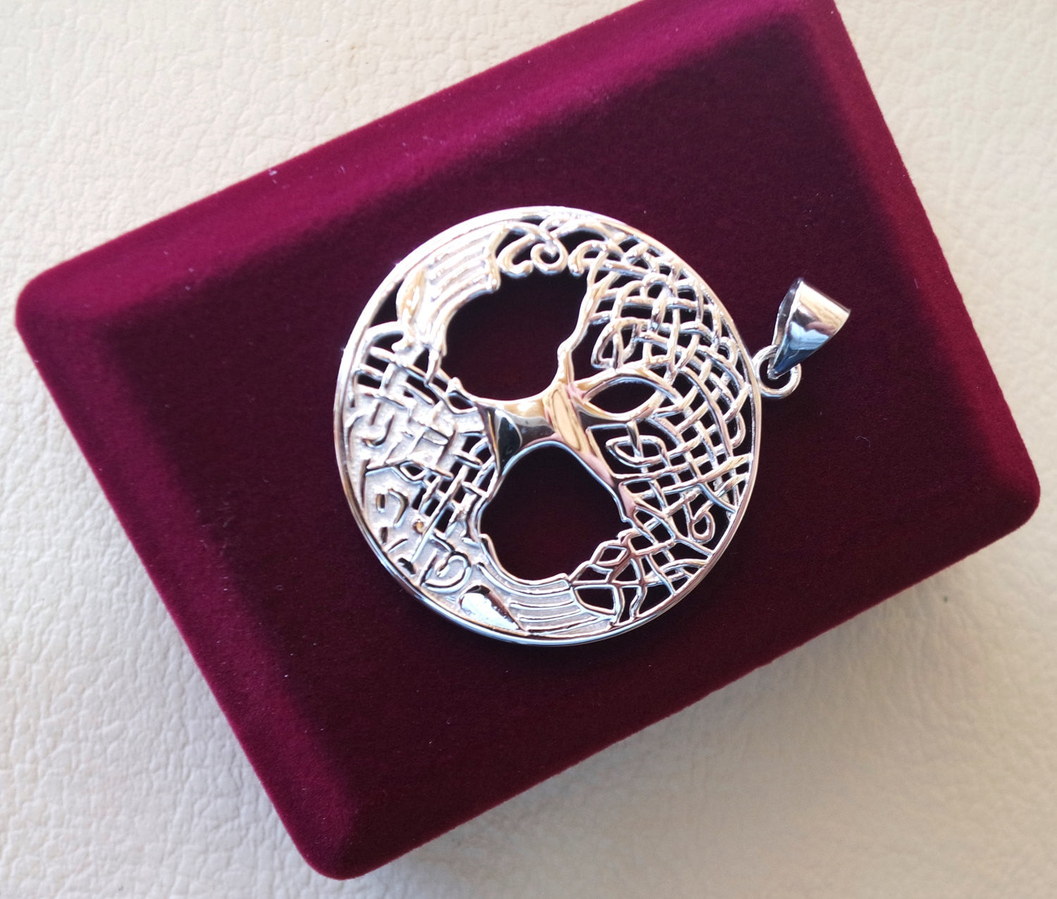 Tree of life sterling silver big round pendant 925 k high quality  jewelry free shipping Chakra Kabbalah symbol of  wisdom handmade