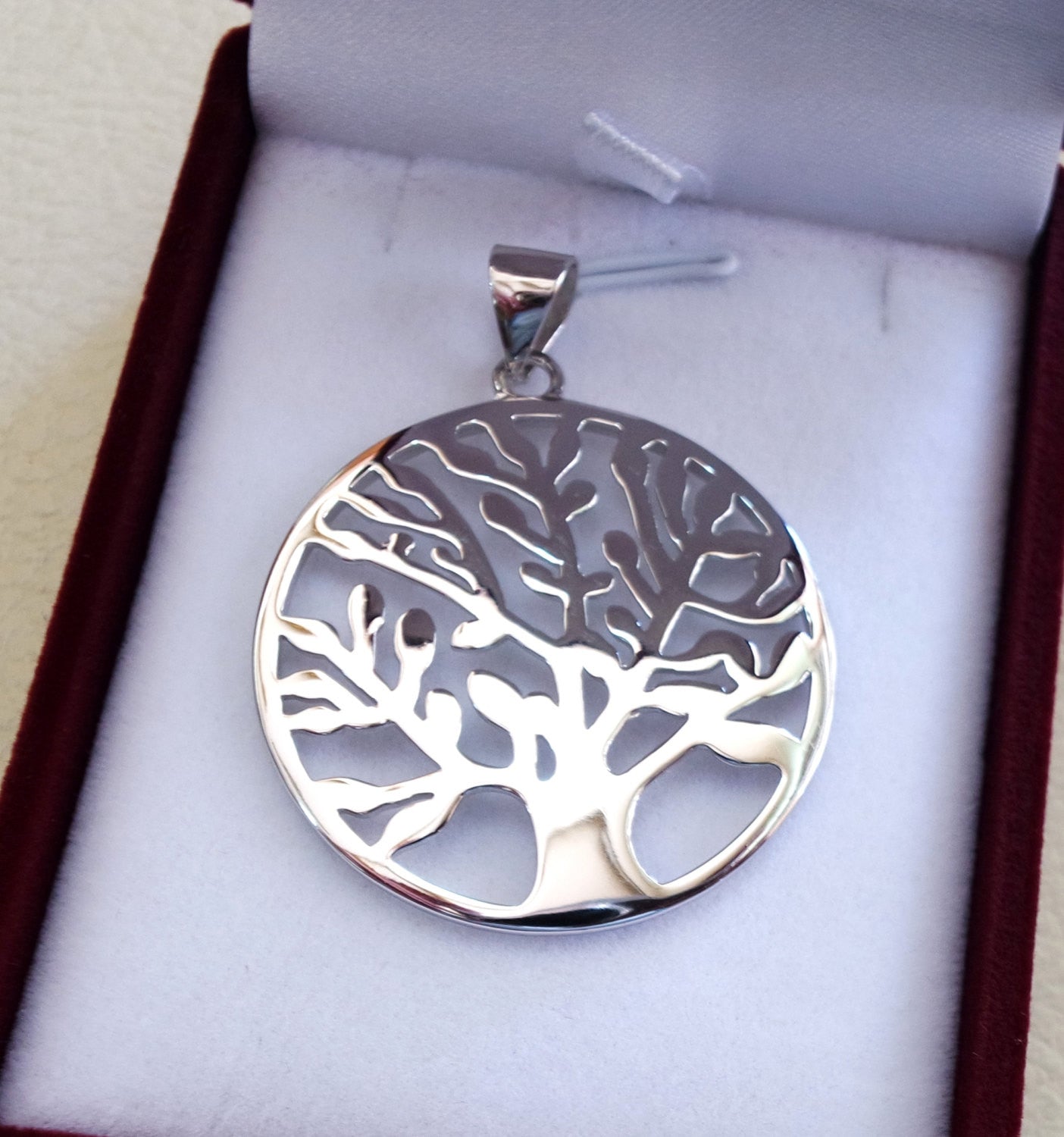 Tree of life sterling silver big round pendant 925 k high quality  jewelry Chakra Kabbalah symbol of  wisdom handmade fast shipping