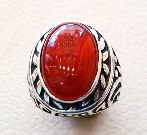 huge liver agate carnelian yemeni aqeeq ring sterling silver 925 dark red semi precious natural gemstone men jewelry any size middle eastern