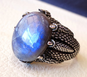 flashy blue labradorite huge men eagle clay ring sterling silver 925 color unique stone all sizes jewelry fast shipping oxidized style