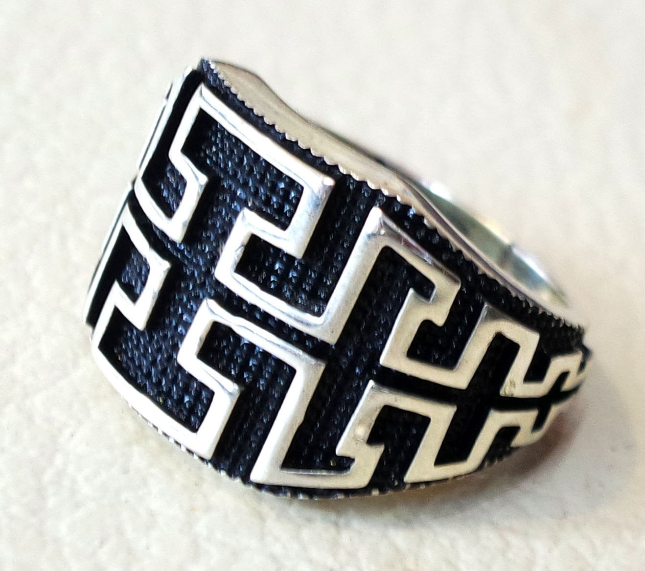 celtic knot sterling silver 925 heavy man ring rectangular shape any size antique style high quality jewelry