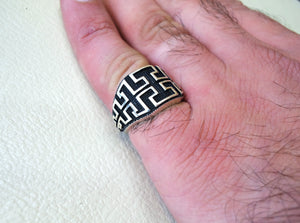 celtic knot sterling silver 925 heavy man ring rectangular shape any size antique style high quality jewelry