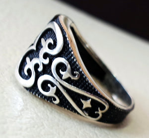 Fluer de lis celtic style heavy sterling silver 925 heavy man heavy symbol ring shape any size antique style high quality jewelry