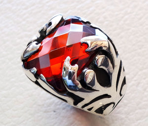red ruby color cabochon octagon stone man ring sterling silver 925 all sizes high quality jewelry ottoman middle eastern antique style