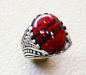 snake skin jasper stone natural gem sterling silver 925 ring red and black oval semi precious cabochon man ring turkey jewelry fast shipping