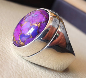 ottoman style heavy huge ring men sterling silver 925 jewelry copper purple turquoise high quality semi precious natural stone fast shipping