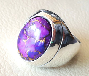 ottoman style heavy huge ring men sterling silver 925 jewelry copper purple turquoise high quality semi precious natural stone fast shipping