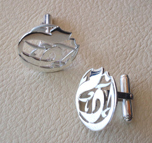 cufflinks , cuflinks  1 name calligraphy arabic customized any personalized name made to order sterling silver 925 heavy men jewelry