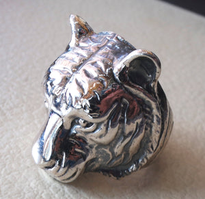 huge bengal tiger very heavy sterling silver 925 man biker ring all sizes handmade animal head jewelry fast shipping detailed craftsmanship