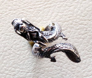 Chinese dragon ring sterling silver 925 man biker ring all sizes handmade animal head jewelry free shipping detailed craftsmanship