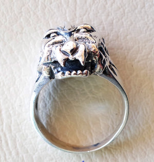 beast head ring  heavy sterling silver 925 man biker ring all sizes handmade animal jewelry fast shipping detailed craftsmanship