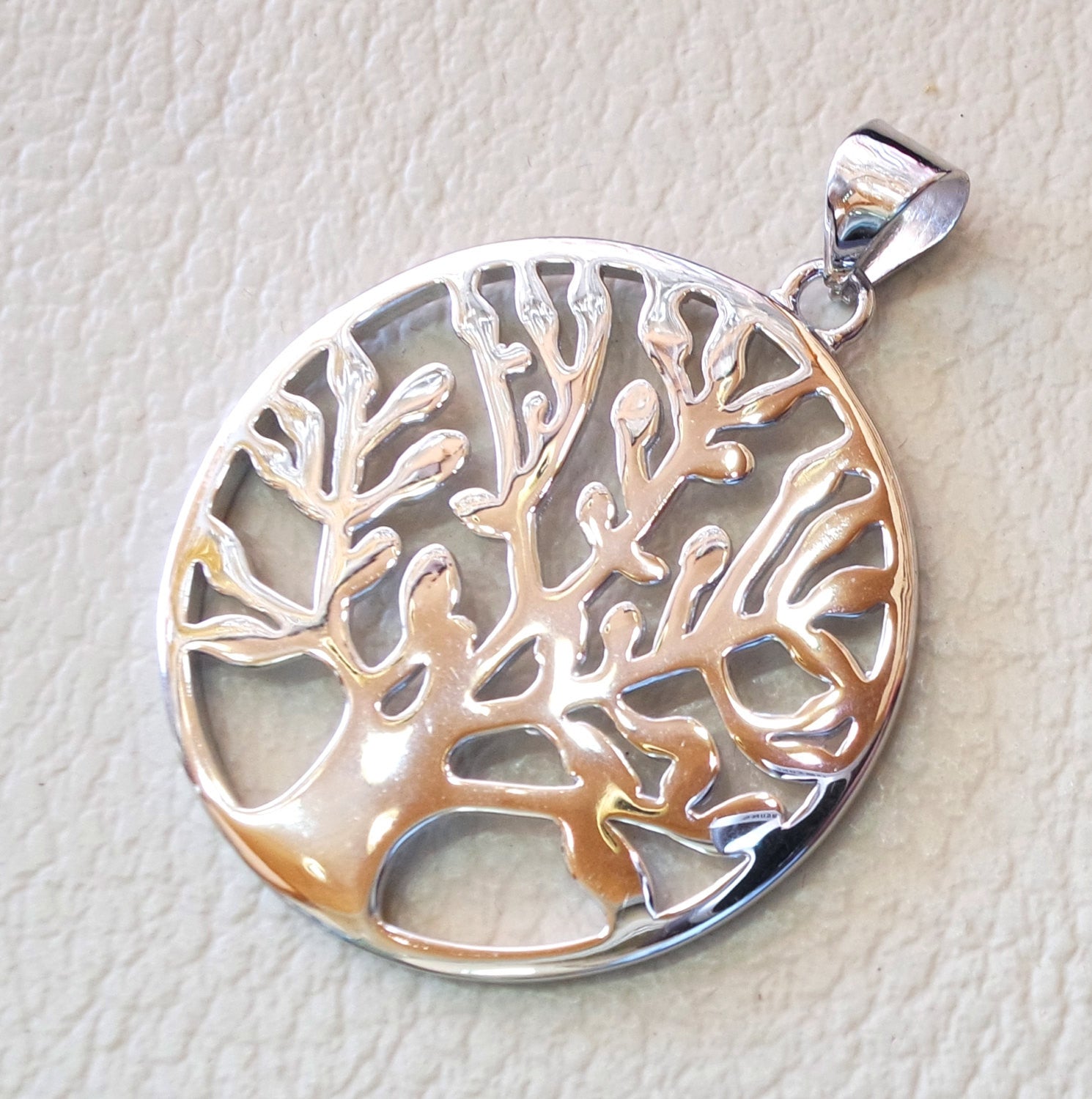 Tree of life sterling silver big round pendant 925 k high quality  jewelry Chakra Kabbalah symbol of  wisdom handmade fast shipping