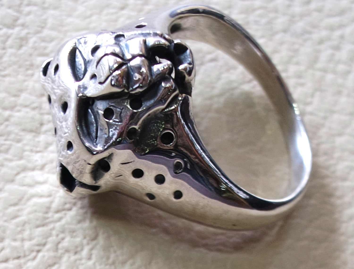panther animal head ring heavy sterling silver 925 man biker ring all sizes handmade jewelry free shipping detailed craftsmanship