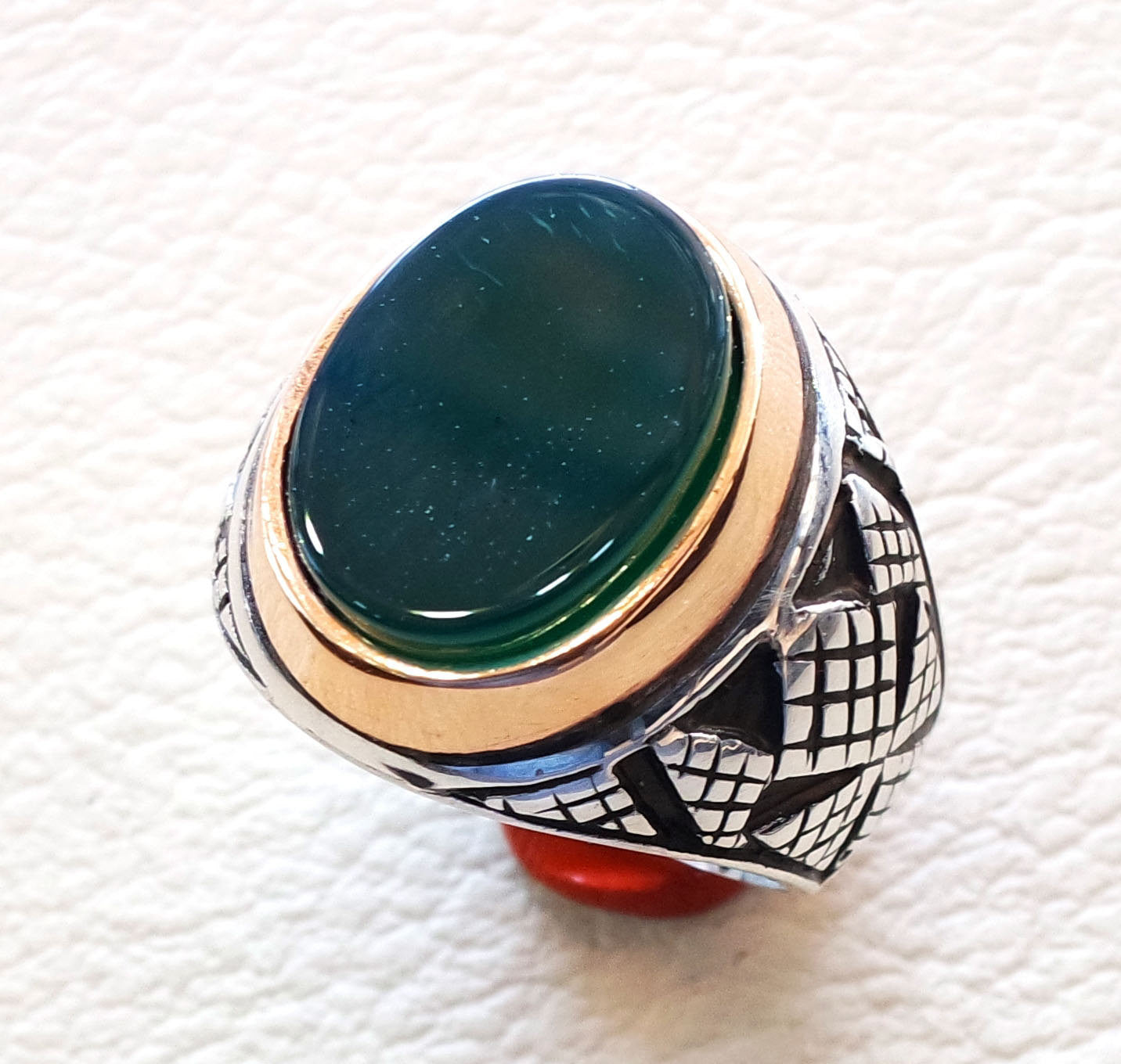 green agate aqeeq sterling silver 925 vintage antique men ring arabic ottoman style jewelry any size fast shipping oval stone gem