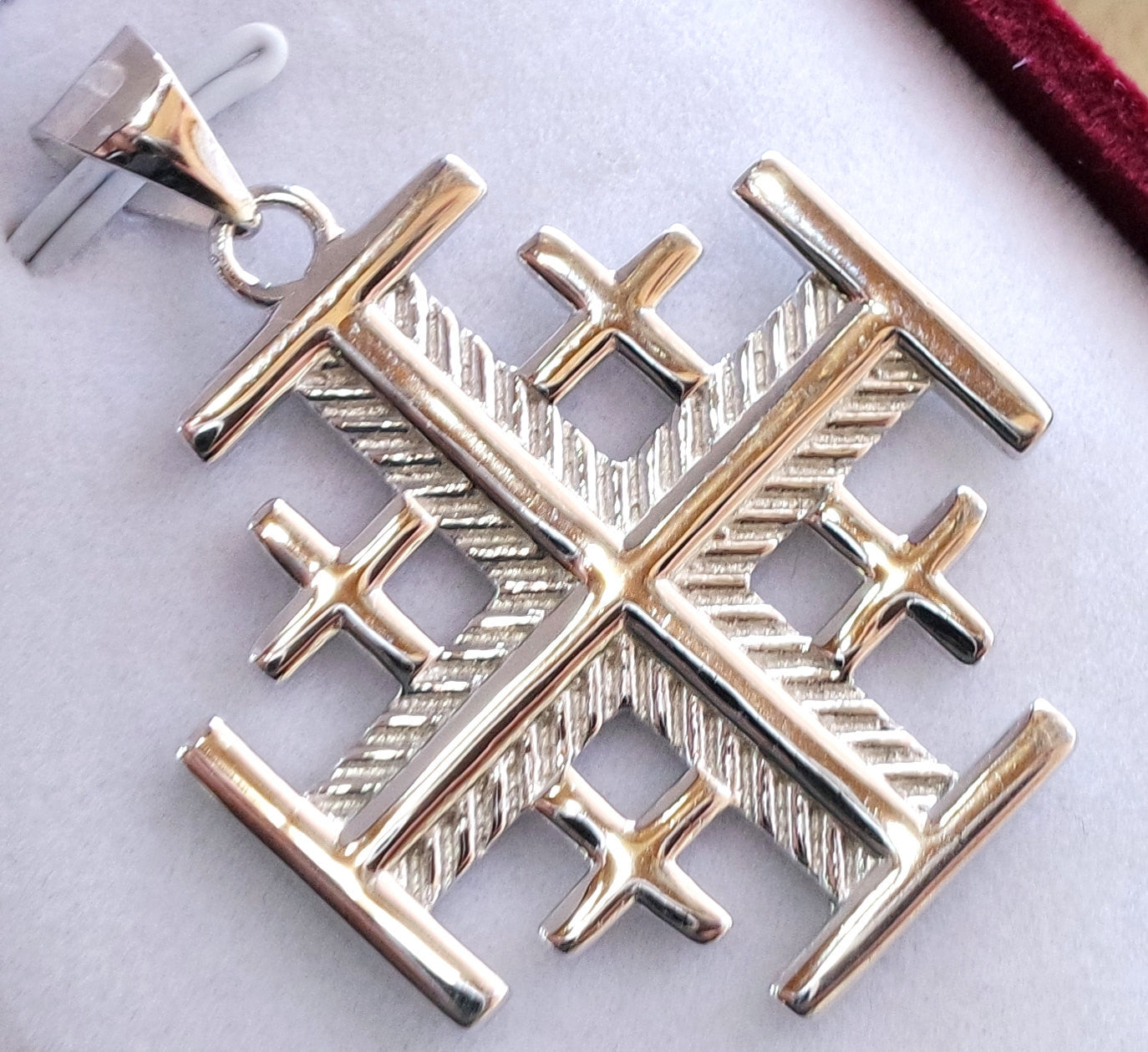 Jerusalem cross pendant sterling silver 925 middle eastern jewelry christianity vintage handmade heavy express shipping