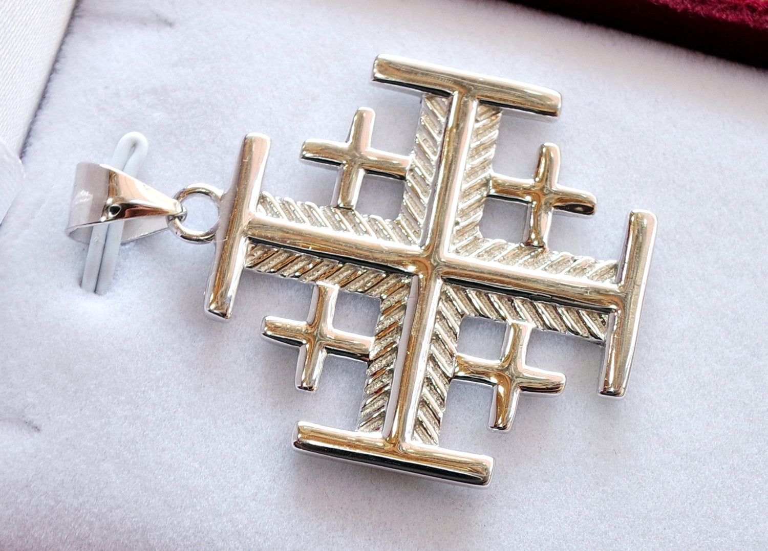 Jerusalem cross pendant sterling silver 925 middle eastern jewelry christianity vintage handmade heavy express shipping