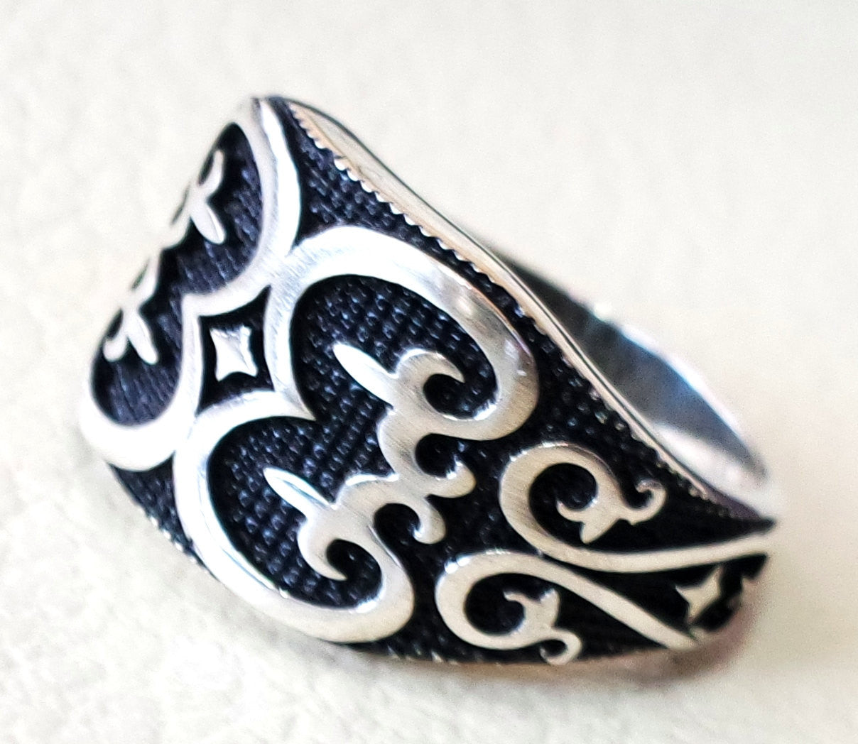 Fluer de lis celtic style heavy sterling silver 925 heavy man heavy symbol ring shape any size antique style high quality jewelry