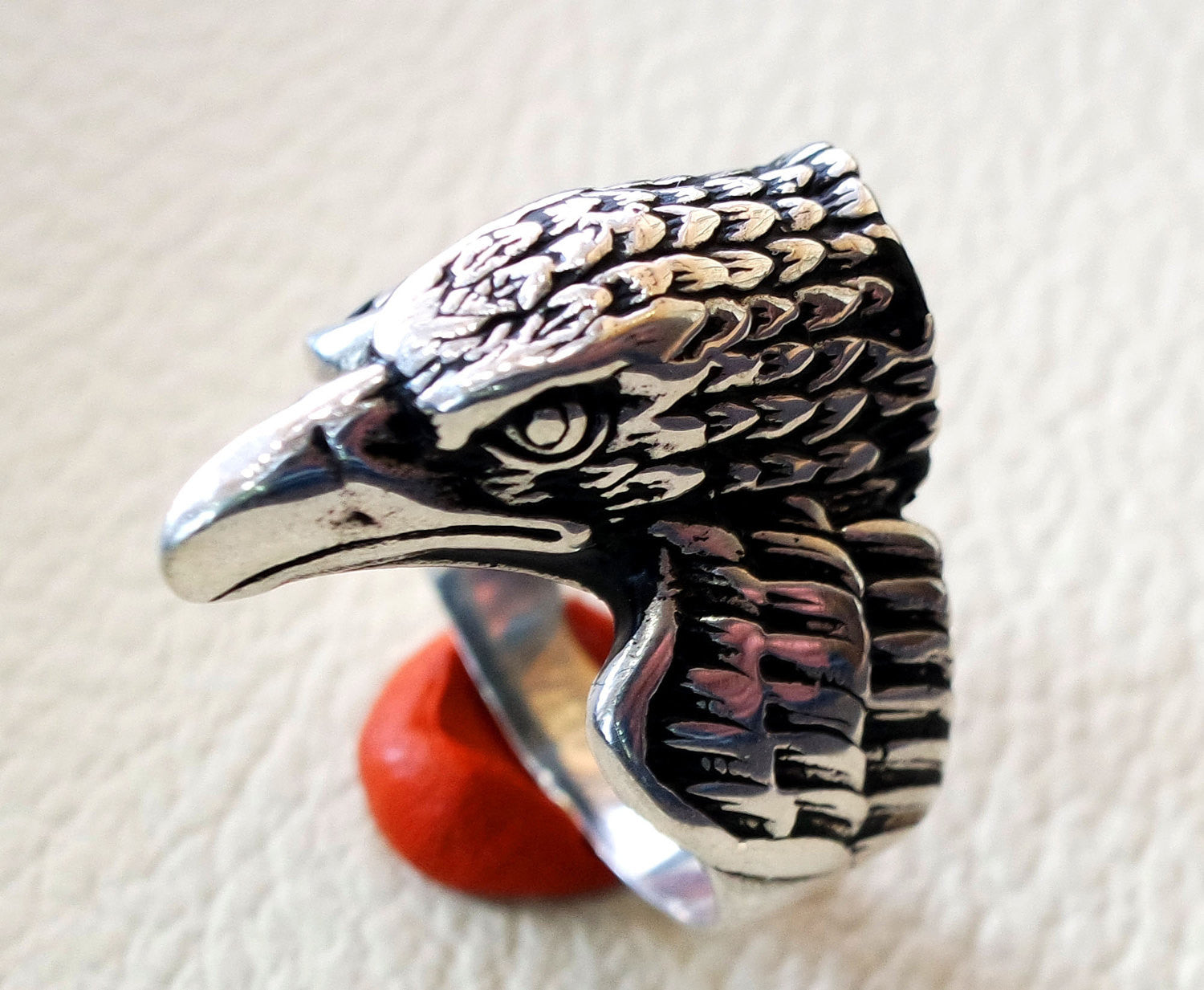 eagle falcon ring heavy sterling silver 925 man biker ring all sizes handmade animal head jewelry fast shipping detailed craftsmanship
