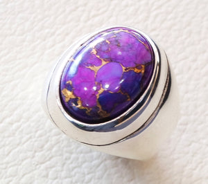 ottoman style heavy huge ring men sterling silver 925 jewelry copper purple turquoise high quality semi precious natural stone fast shipping
