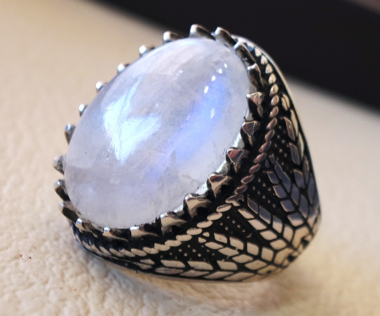 moonstone natural stone dur al najaf men ring jewelry sterling silver 925 stunning genuine gem two ottoman arabic style jewelry all sizes