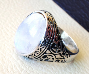 moonstone natural stone durr al najaf men ring jewelry sterling silver 925 stunning genuine gem ottoman arabic style jewelry all sizes