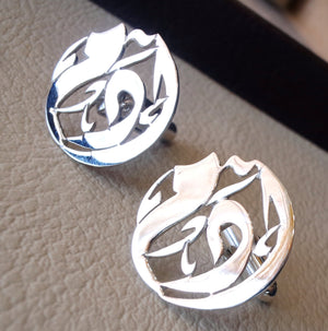 cufflinks , cuflinks  1 name calligraphy arabic customized any personalized name made to order sterling silver 925 heavy men jewelry