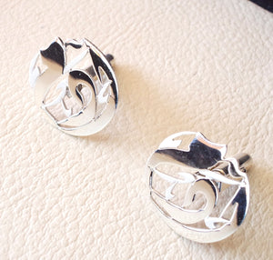 cufflinks , cuflinks  1 name calligraphy arabic customized any personalized name made to order sterling silver 925 heavy men jewelry