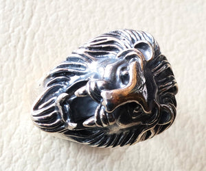 huge lion ring very heavy sterling silver 925 man biker ring all sizes handmade animal head jewelry fast shipping detailed craftsmanship