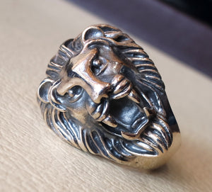 huge lion ring very heavy sterling silver 925 man biker ring all sizes handmade animal head jewelry fast shipping detailed craftsmanship