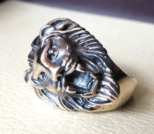 huge lion ring very heavy sterling silver 925 man biker ring all sizes handmade animal head jewelry fast shipping detailed craftsmanship