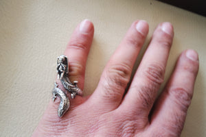 Chinese dragon ring sterling silver 925 man biker ring all sizes handmade animal head jewelry free shipping detailed craftsmanship