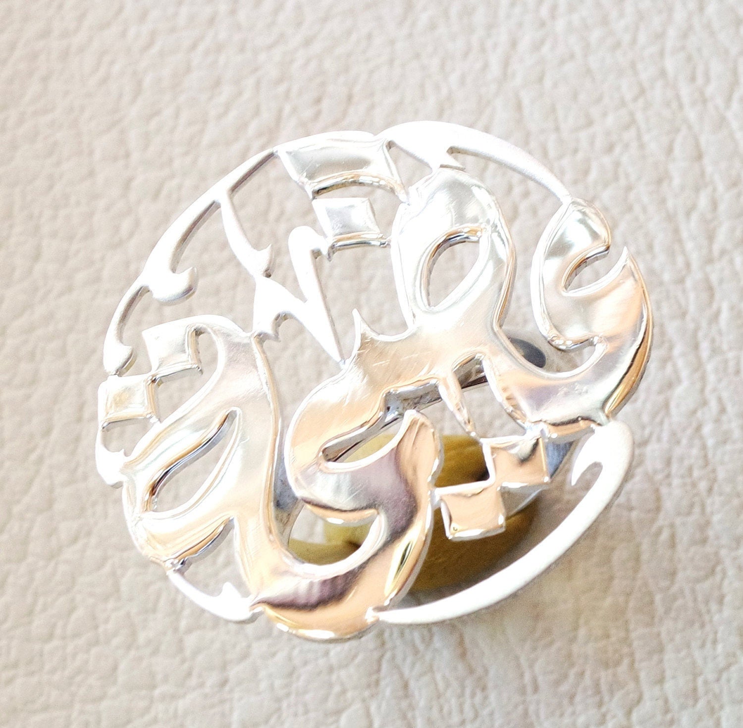 arabic calligraphy customized name sterling silver 925 high quality polishing ring round shape , fit all sizes any name خاتم اسماء عربي