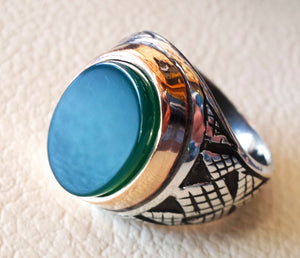 green agate aqeeq sterling silver 925 vintage antique men ring arabic ottoman style jewelry any size fast shipping oval stone gem