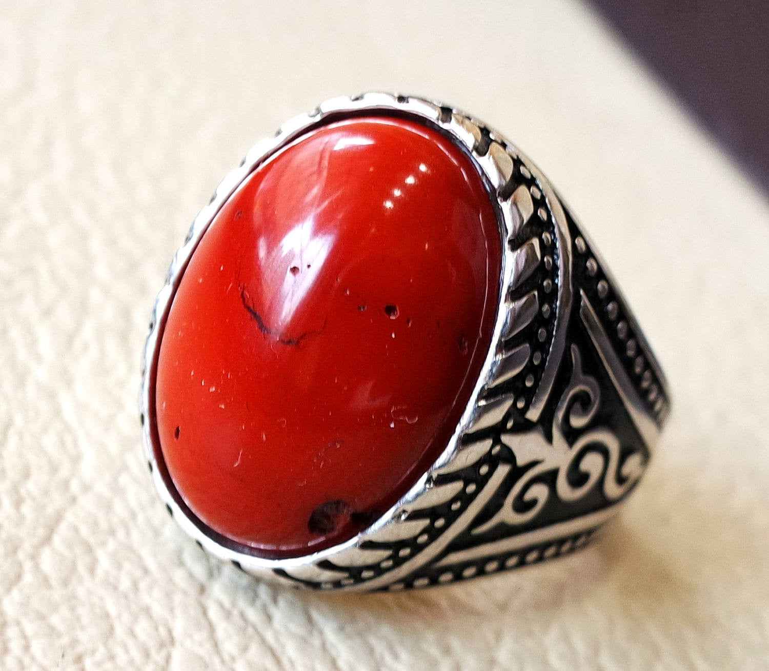 red jasper man ring stone natural aqeeq gem sterling silver 925 man ring oval semi precious cabochon jewelry fast shipping all sizes