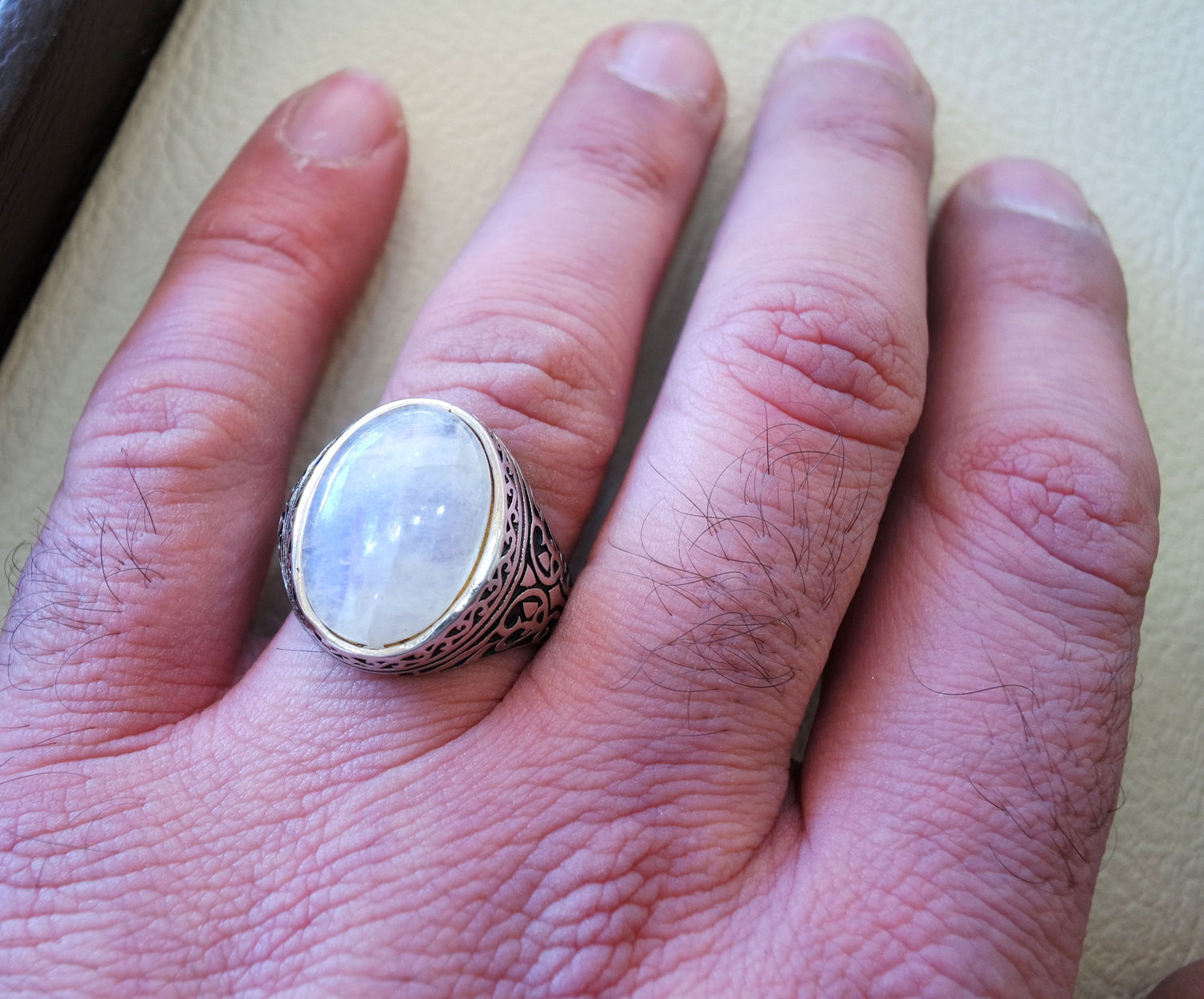 moonstone natural stone durr al najaf men ring jewelry sterling