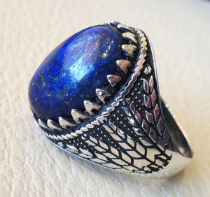 lapis lazuli oval cabochon natural dark blue stone man ring sterling silver 925 men jewelry all sizes 18 * 13 mm antique middle eastern
